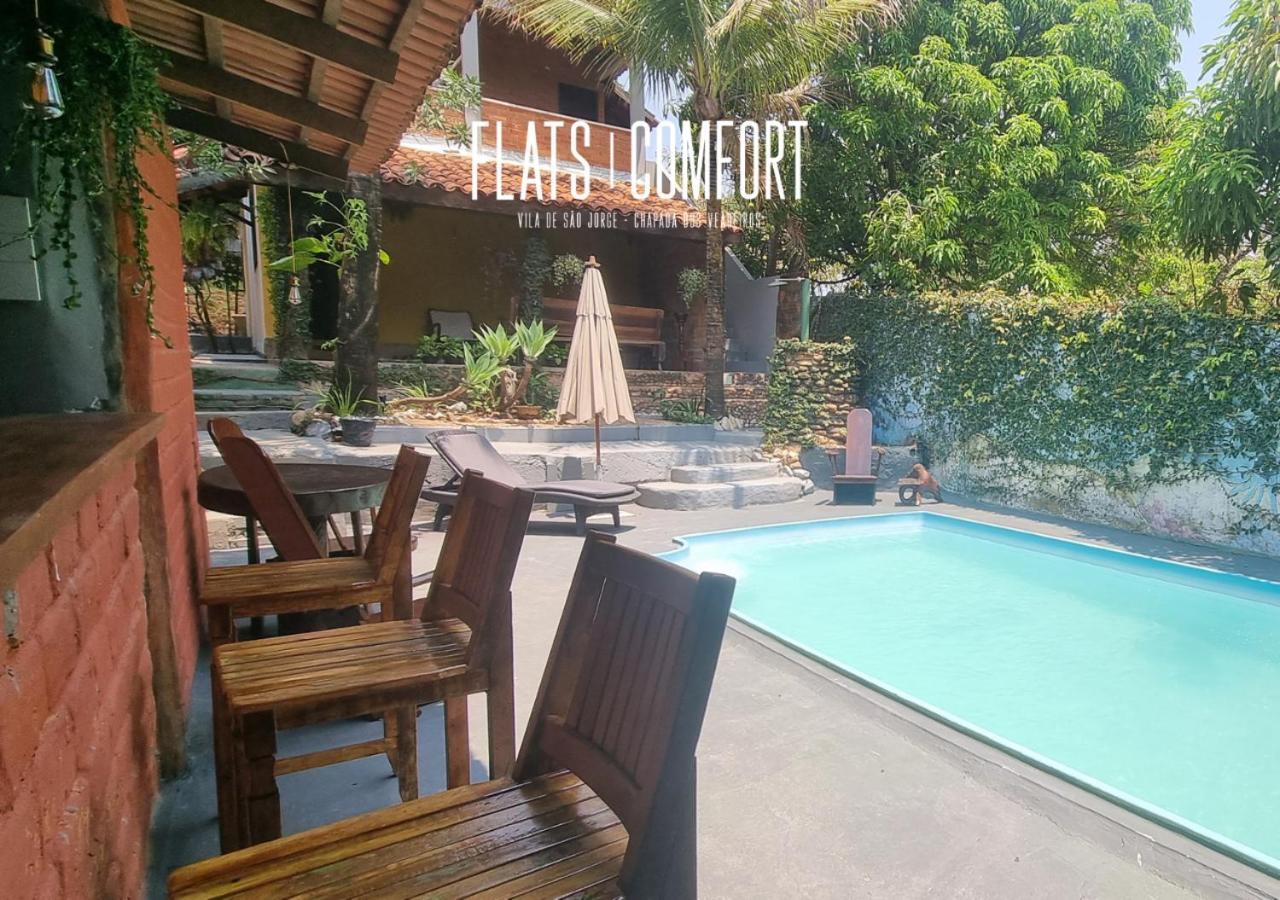 Novidade Flats Comfort Na Vila De Sao Jorge - Chapada Dos Veadeiros Hotel ภายนอก รูปภาพ